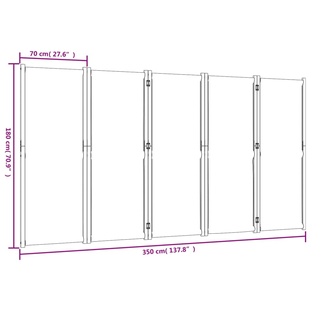 Paravan 5-delni temno moder 350x180 cm