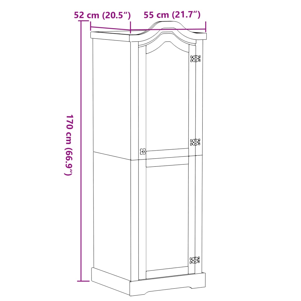 Garderobna omara Corona 55x52x170 cm trdna borovina