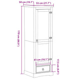 Garderobna omara Corona 55x50x170 cm trdna borovina