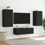 3 Piece TV Wall Cabinets with LED Lights Black