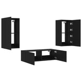 3 Piece TV Wall Cabinets with LED Lights Black