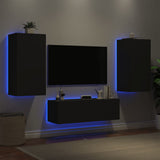 3 Piece TV Wall Cabinets with LED Lights Black