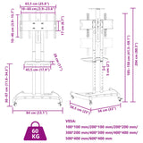 TV stojalo na kolesih 32-70-palčni zaslon VESA 600x400 mm 60kg