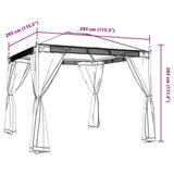 Paviljon z mrežastimi stenami krem 2,93x2,93 m jeklo