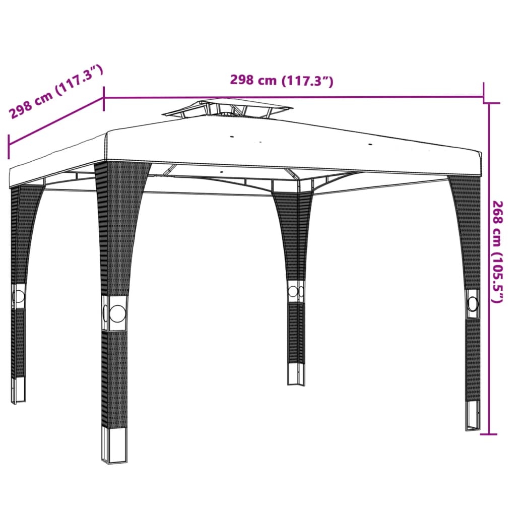 Paviljon z dvojno streho krem 2,98x2,98 m jeklo