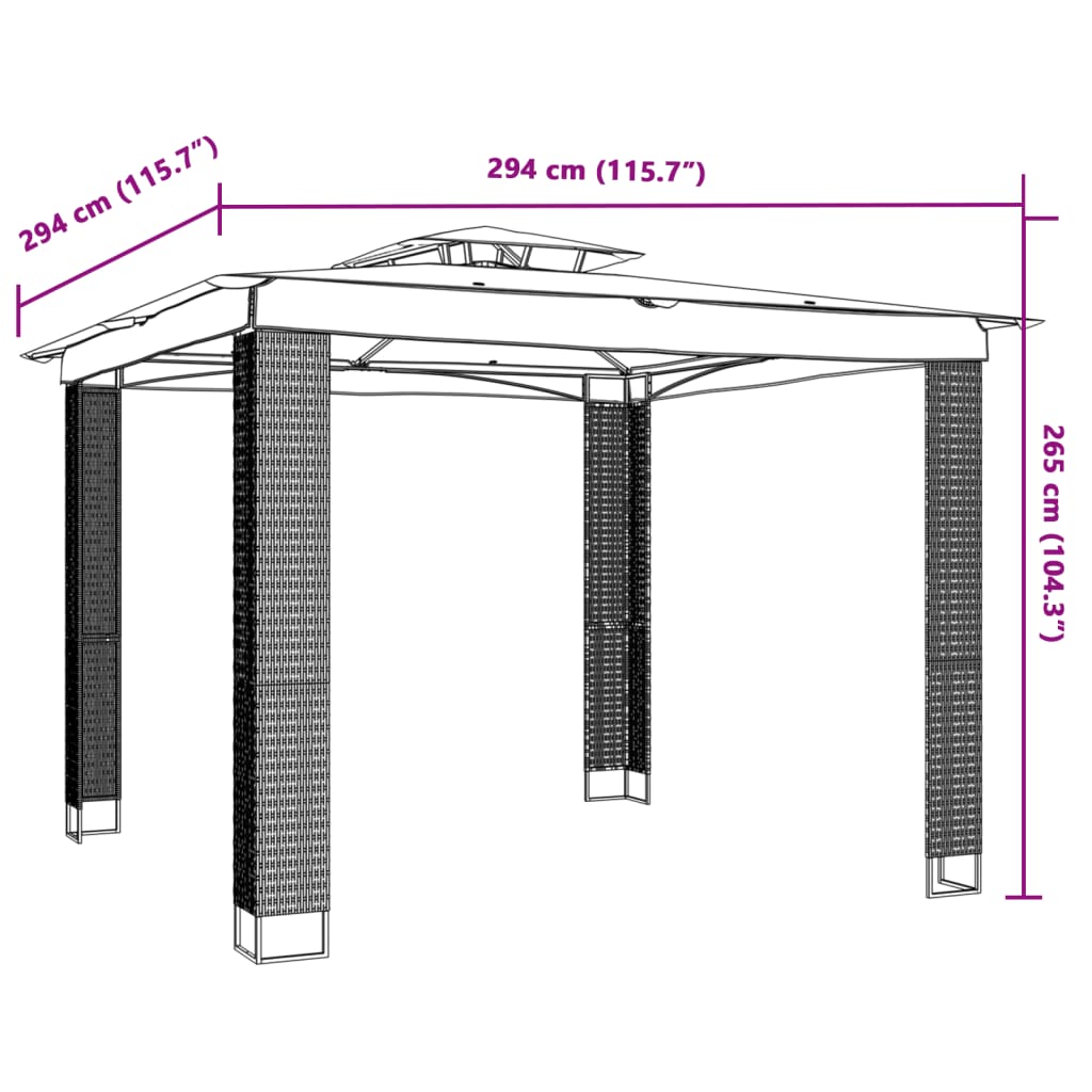 Paviljon z dvojno streho krem 2,94x2,94 m jeklo