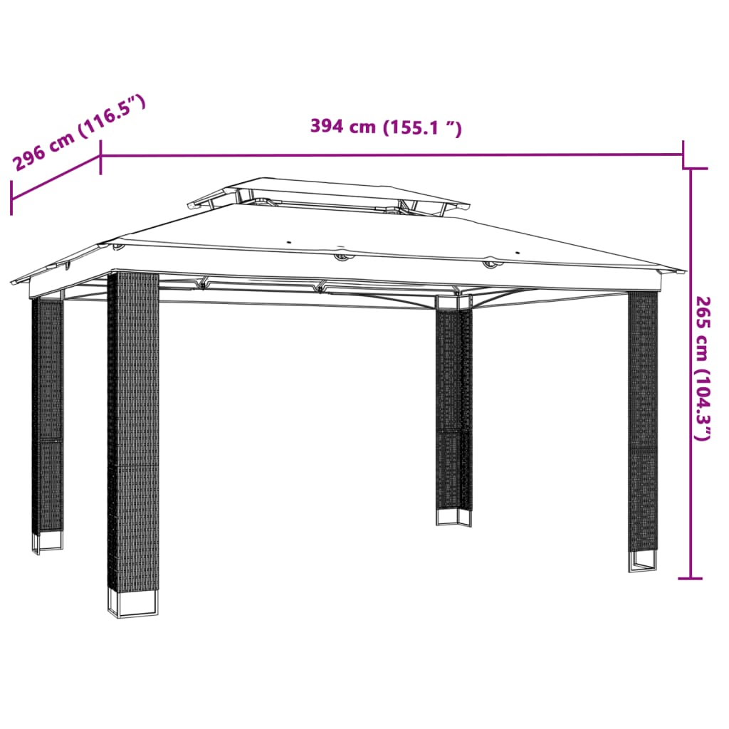 Paviljon z dvojno streho krem 3,94x2,96 m jeklo