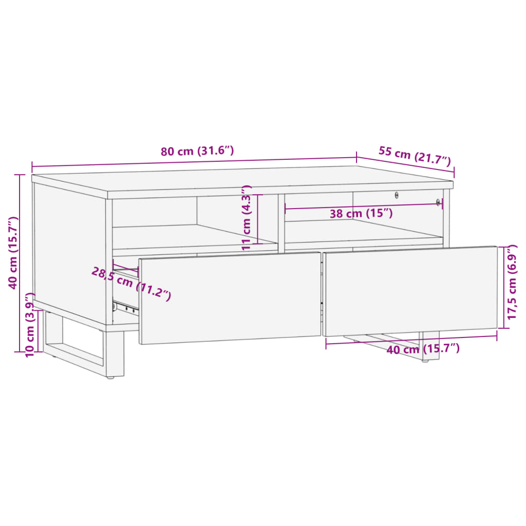 Klubska mizica 80x55x40 cm trden mangov les