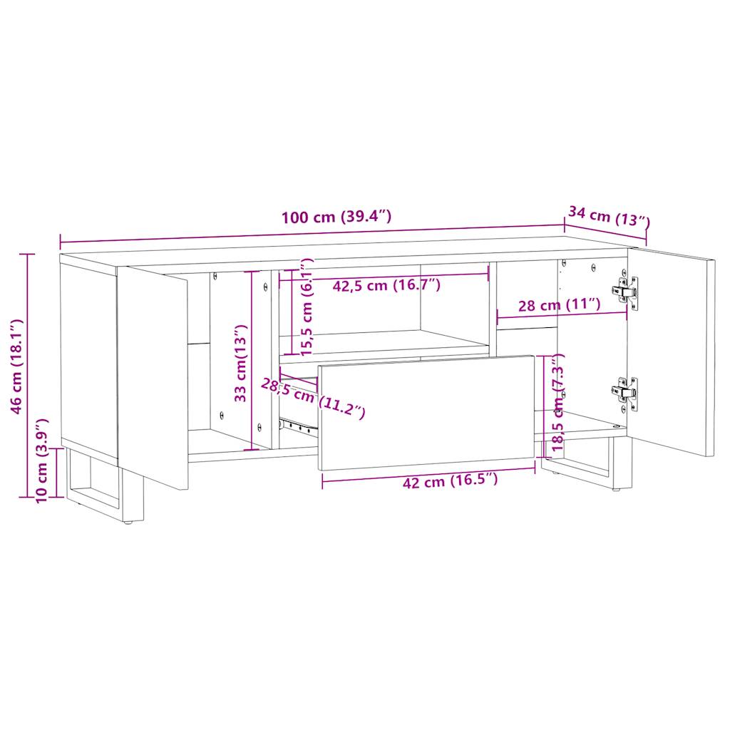 TV omarica 100x34x46 cm trden mangov les