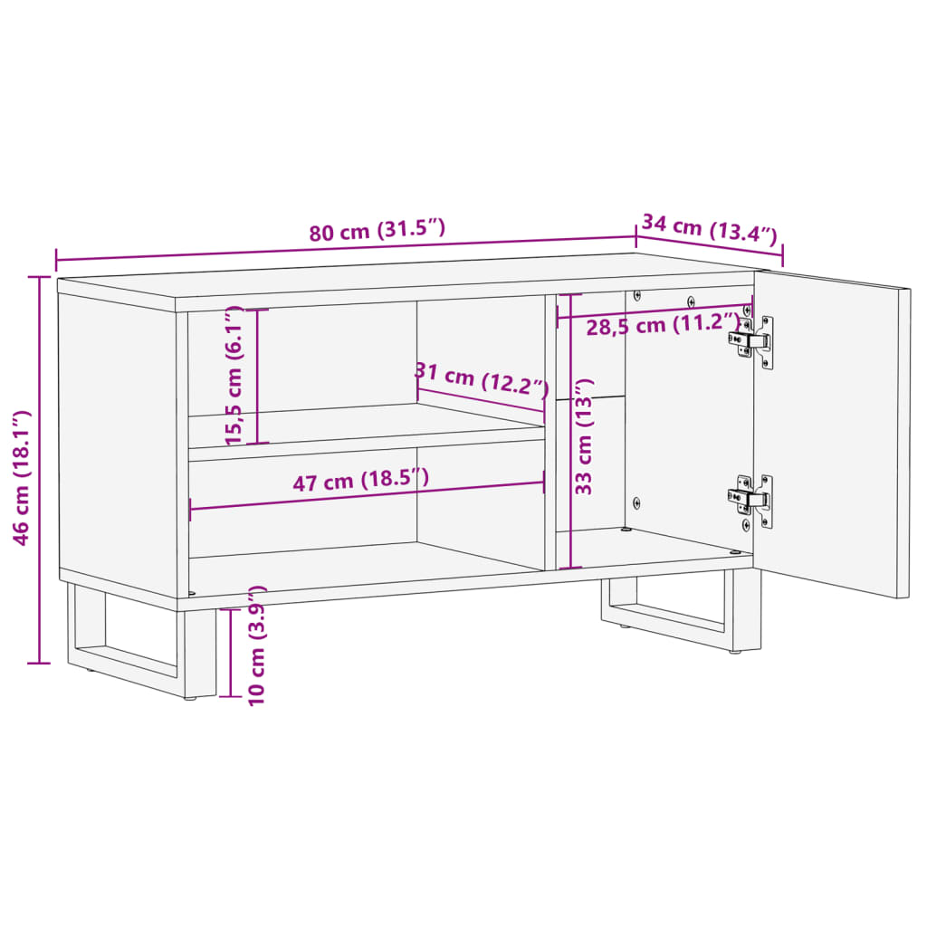 TV omarica 80x34x46 cm trden akacijev les