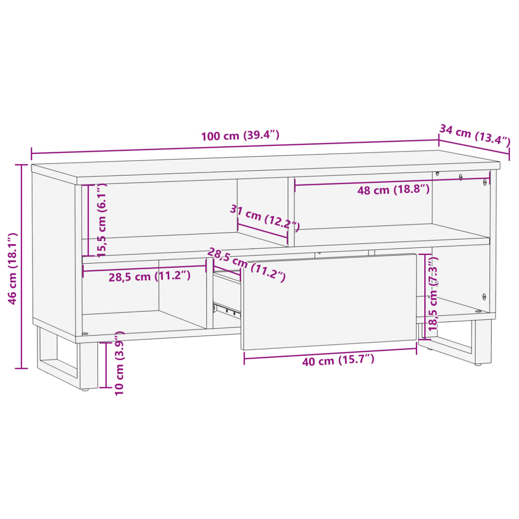 TV omarica 100x34x46 cm trden mangov les