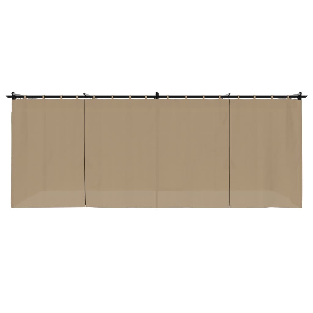 Paviljon z zavesami taupe 6x3 m jeklo