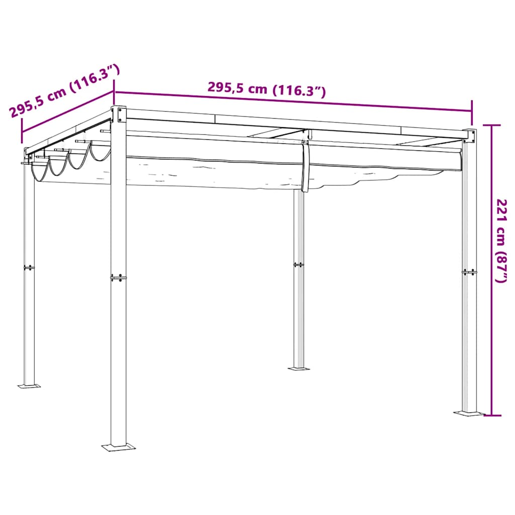 Vrtni paviljon z zložljivo streho antracit 3x3 m jeklo