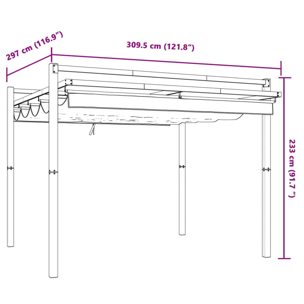 Vrtni paviljon z zložljivo streho krem 3x3 m aluminij