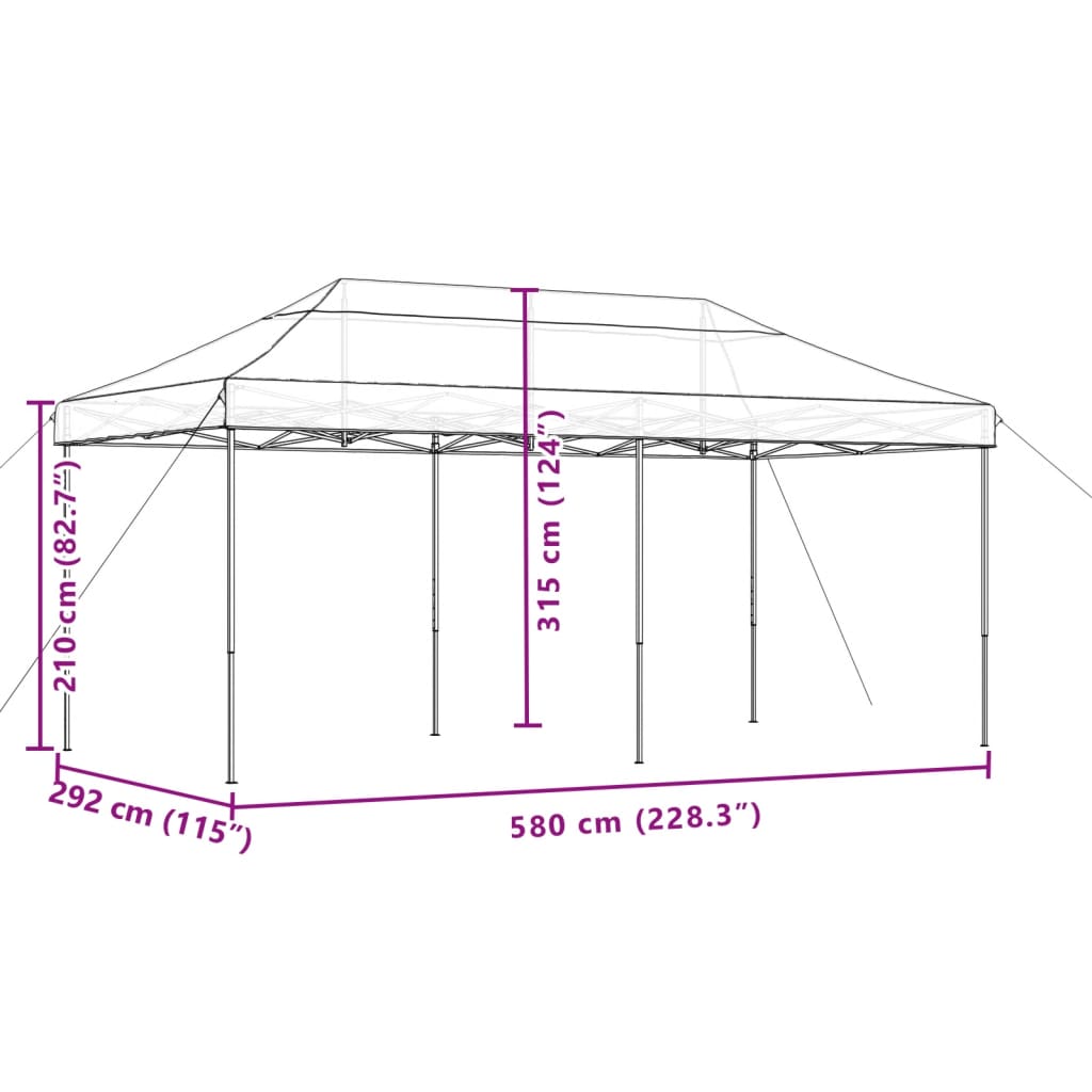 Zložljivi pop-up šotor za zabave bež 580x292x315 m