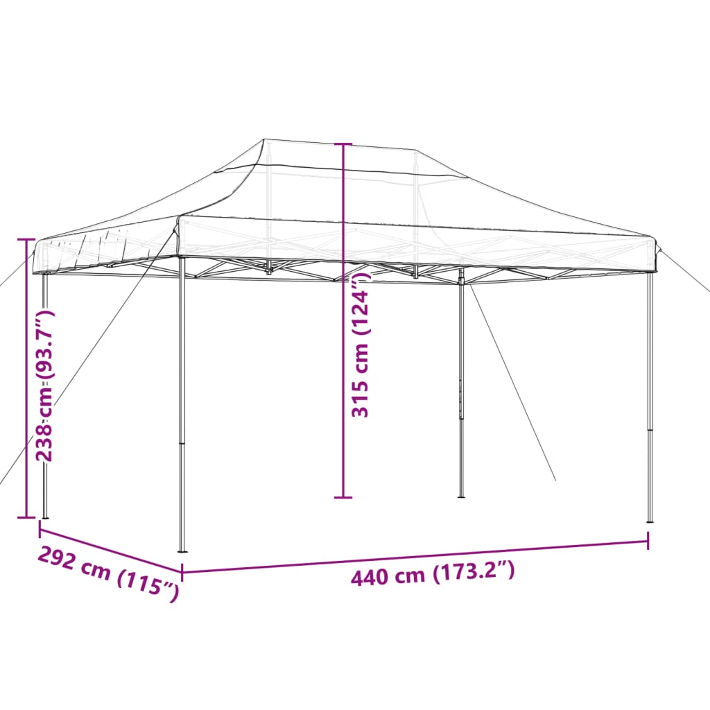 Zložljivi pop-up šotor za zabave taupe 440x292x315 m