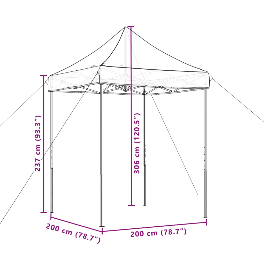 Zložljivi pop-up šotor za zabave taupe 200x200x306 cm