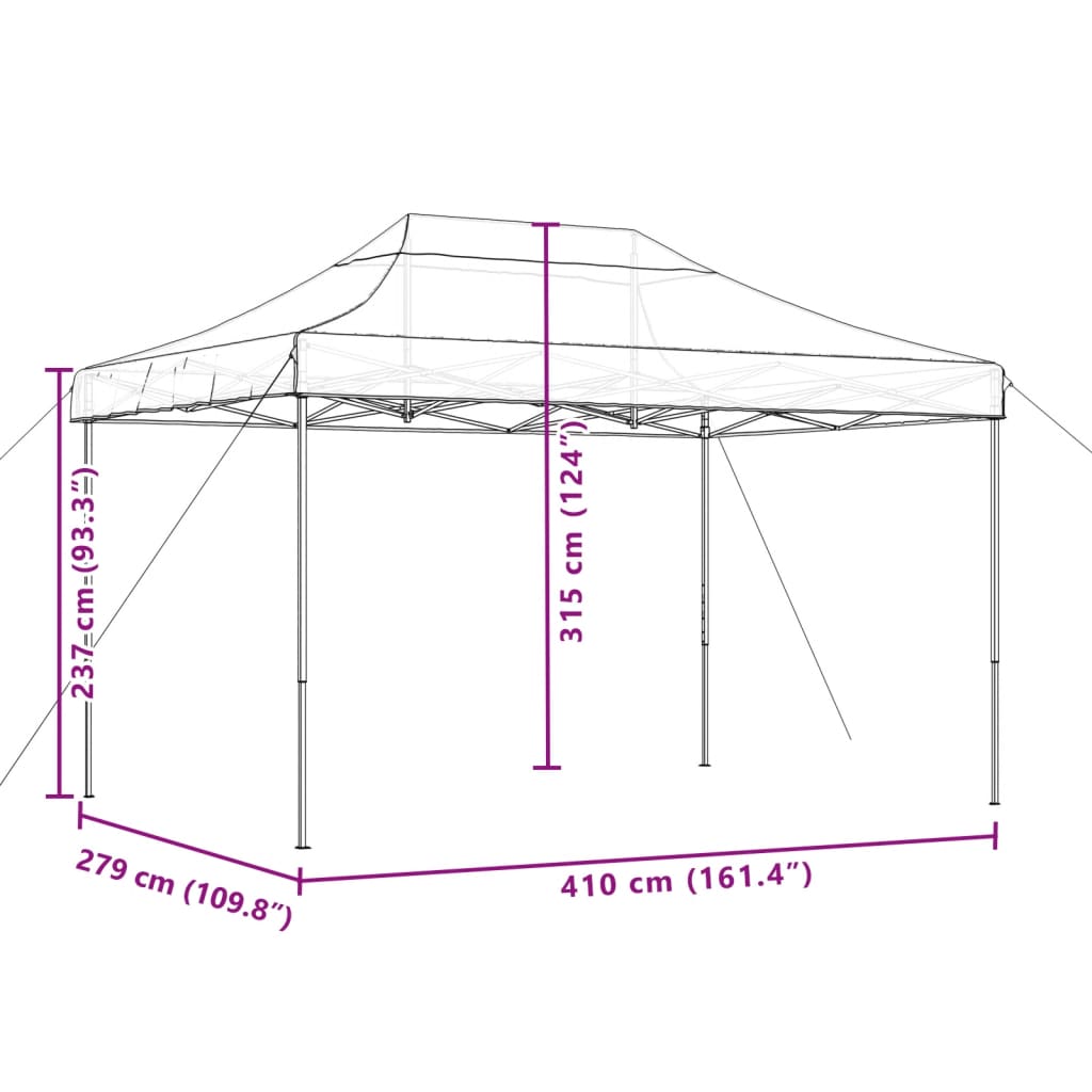 Zložljiv pop-up šotor za zabave oranžen 410x279x315 cm