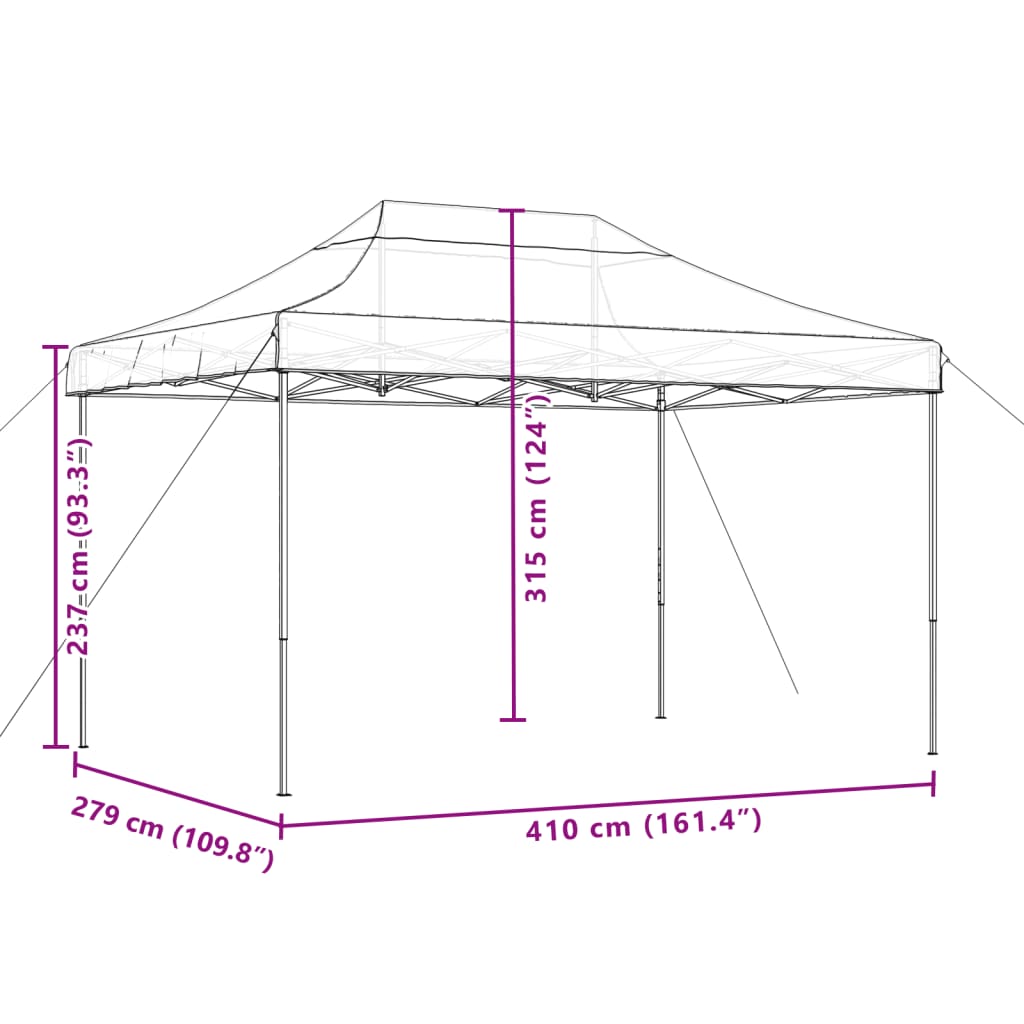 Zložljivi pop-up šotor za zabave terakota 410x279x315 cm