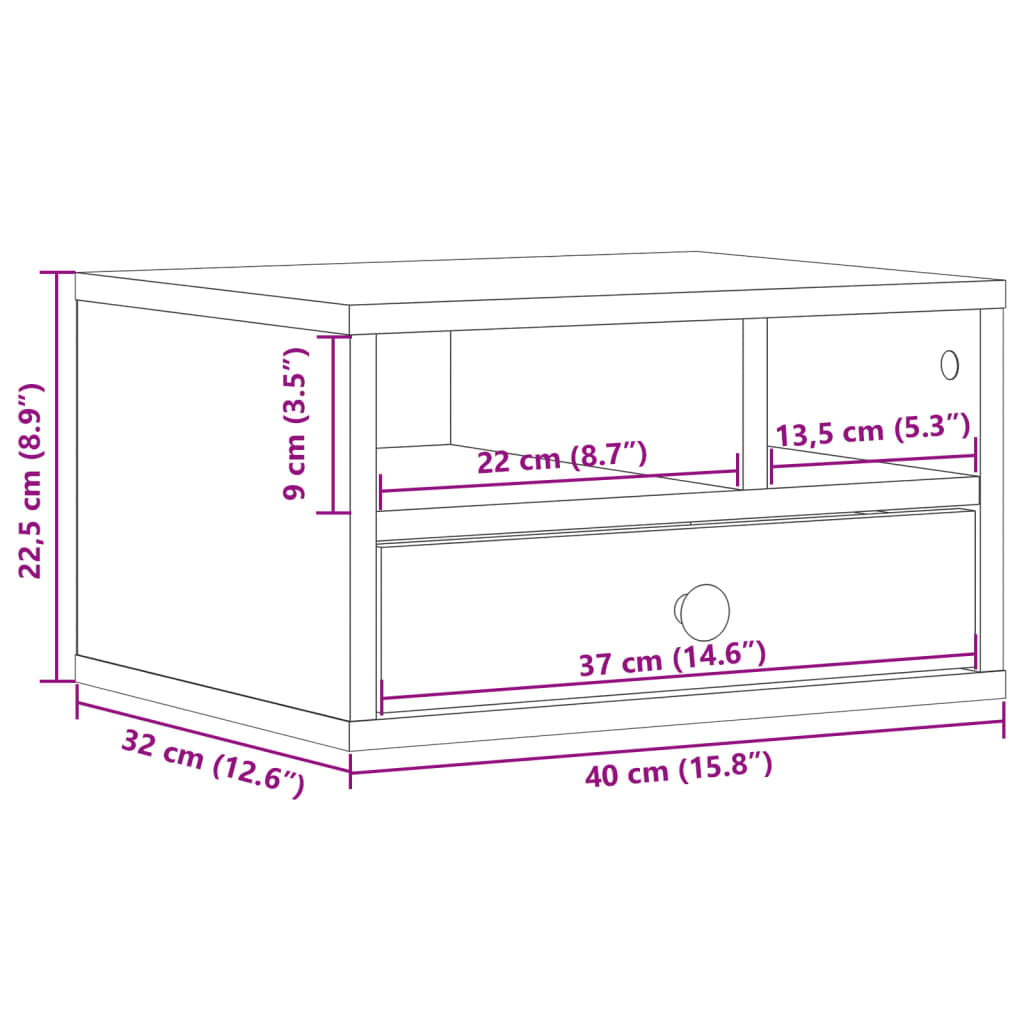 Stojalo za tiskalnik sonoma hrast 40x32x22,5 cm inženirski les