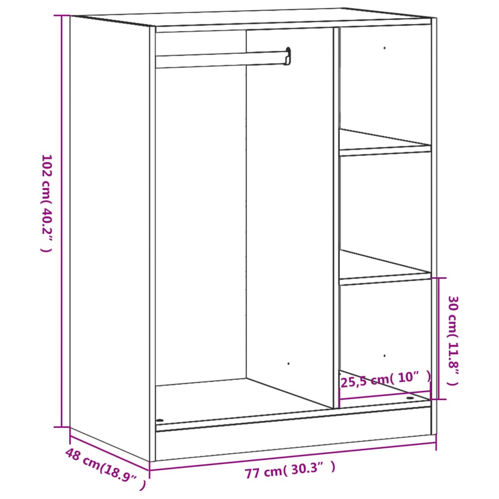 Garderobna omara črna 77x48x102 cm iverna plošča