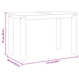 Jedilna miza Panama bela 117x60x75 cm trdna borovina