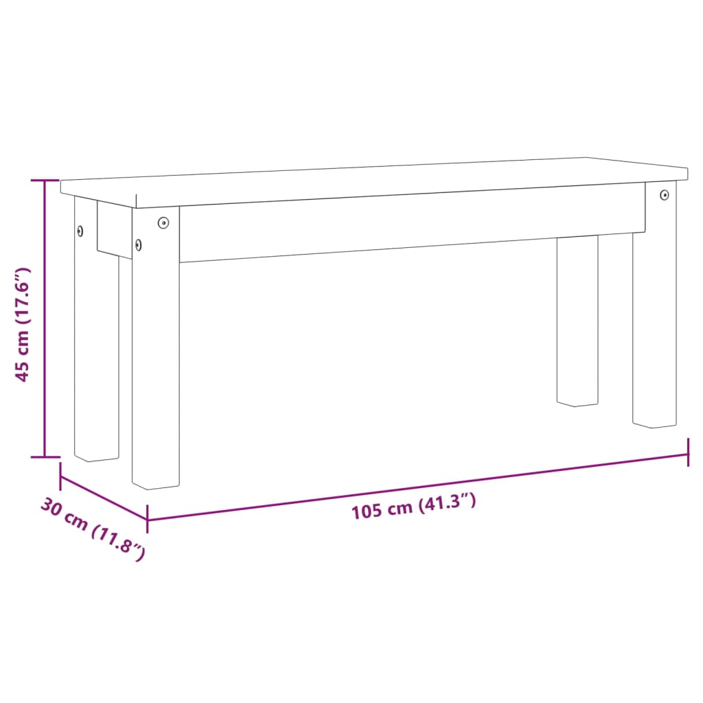 Jedilna klop Panama 105x30x45 cm trdna borovina