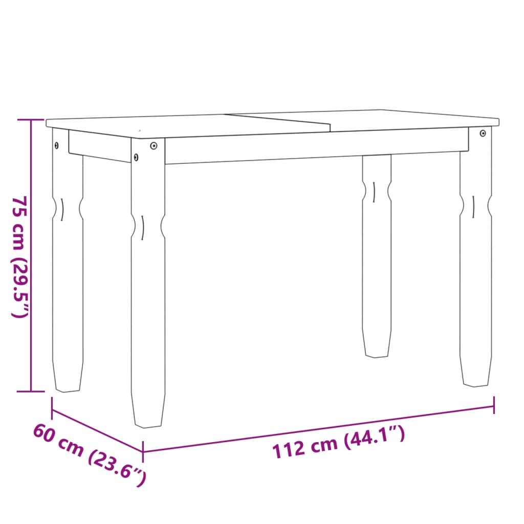 Jedilna miza Corona bela 112x60x75 cm trdna borovina