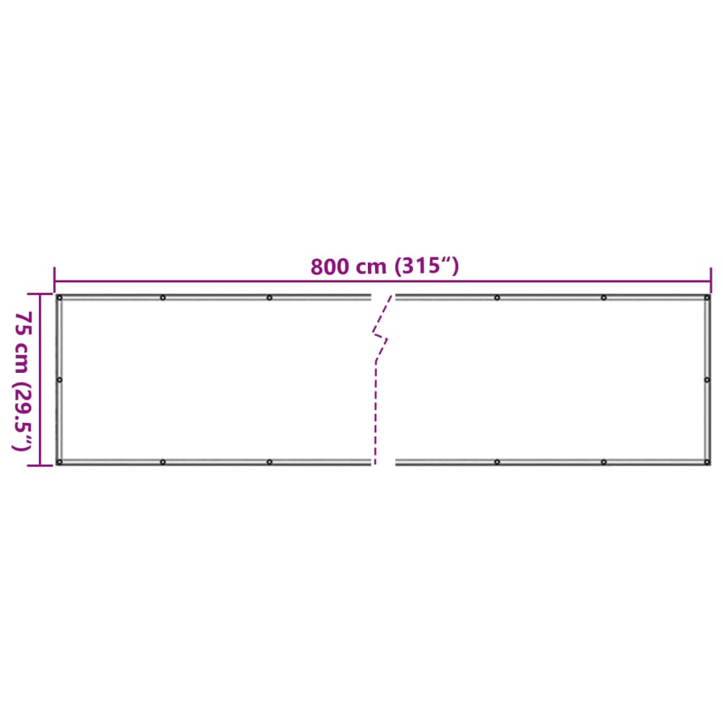 Balkonsko platno za zasebnost antracitno 800x75 cm PVC