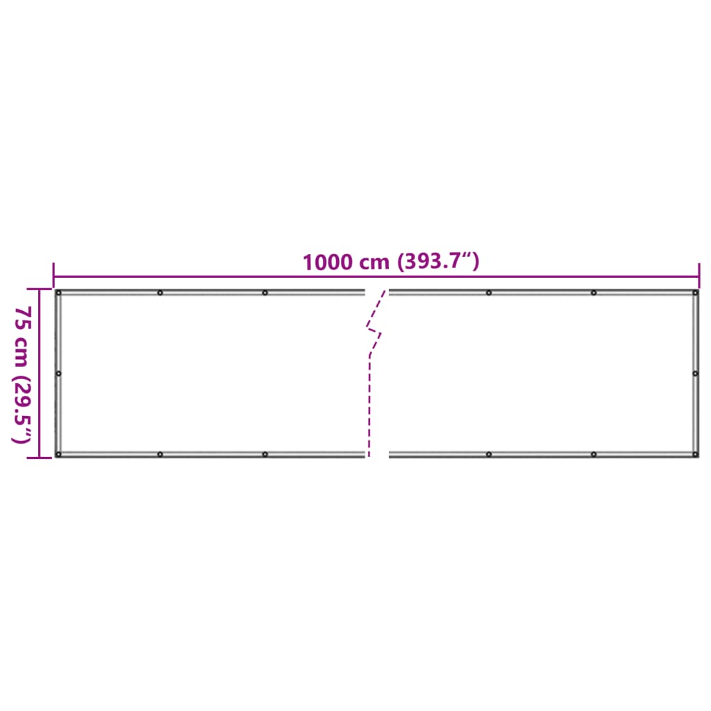 Balkonsko platno za zasebnost sivo 1000x75 cm PVC