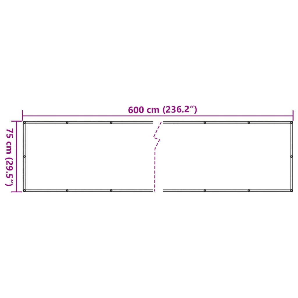 Balkonsko platno za zasebnost videz kamna 600x75 cm PVC