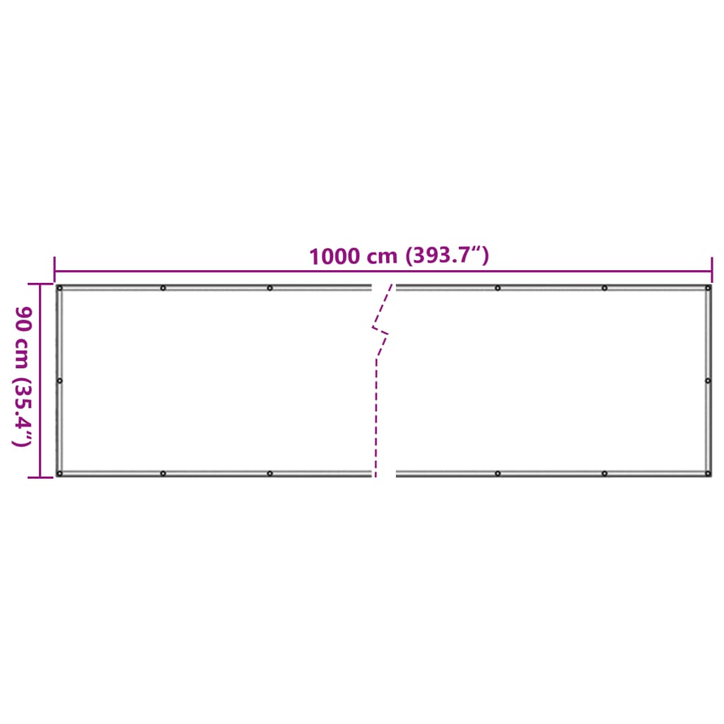 Balkonsko platno za zasebnost belo 1000x90 cm PVC