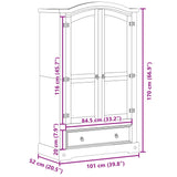 Garderobna omara Corona 101x52x170 cm trdna borovina