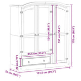 Garderobna omara Corona 151,5x52x170 cm trdna borovina