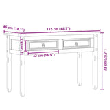 Konzolna mizica Corona 115x46x73 cm trdna borovina