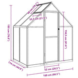 Rastlinjak z okvirjem zelen 169x114x195 cm aluminij