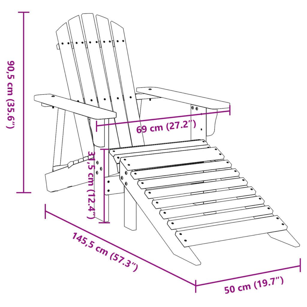 Stol adirondack s taburejem les jelke