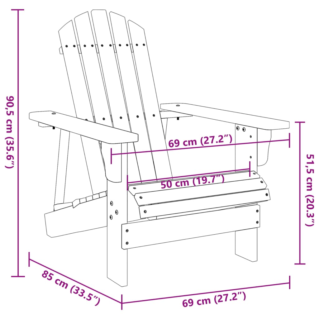 Stol adirondack bel 69x85x90,5 cm trden les jelke