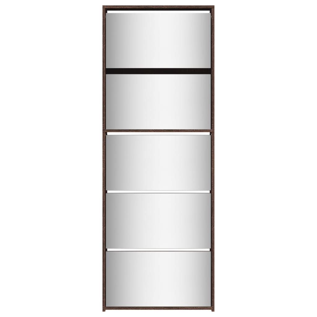 Omarica za čevlje z ogledalom 5-nadstropna hrast 63x17x169,5 cm