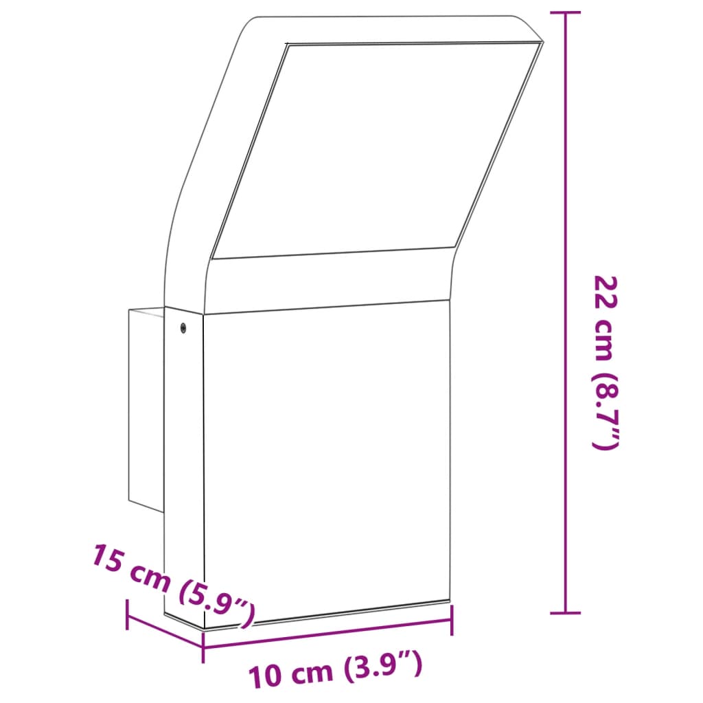 Zunanja LED stenske svetilke 2 kosa črna tlačno lit aluminij