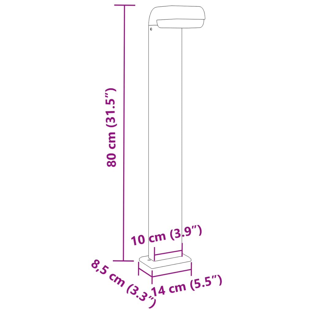 Zunanja talna svetilka 3 kosi črna 80 cm tlačno liti aluminij