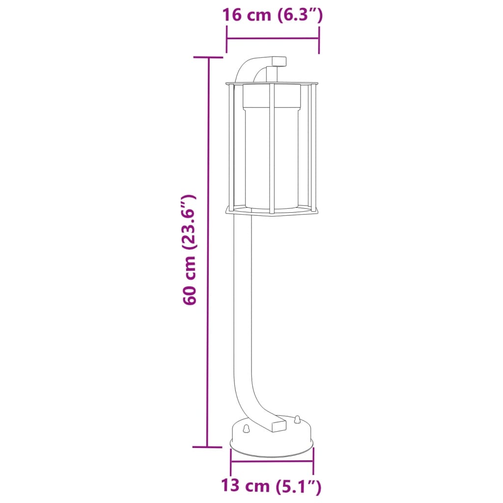 Zunanja talna svetilka črna 60 cm nerjaveče jeklo