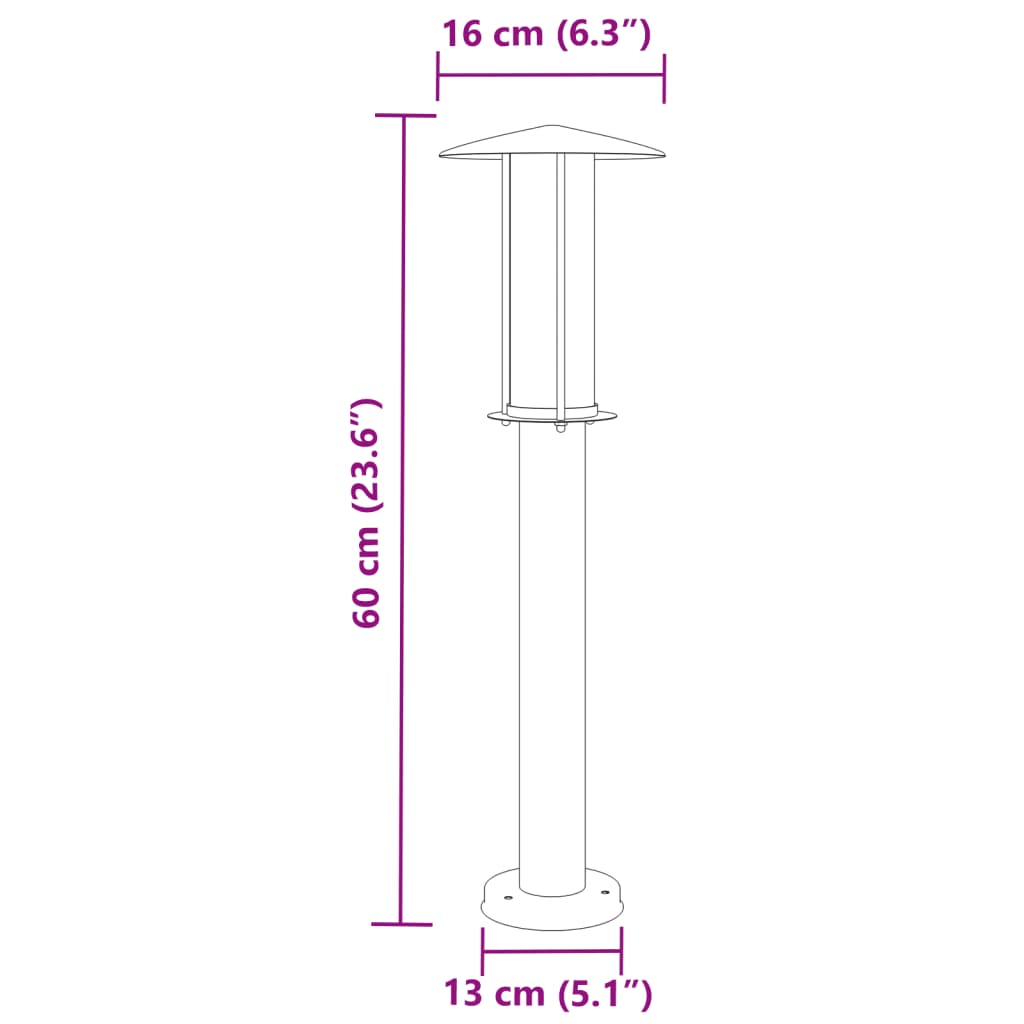 Zunanja talna svetilka črna 60 cm nerjaveče jeklo