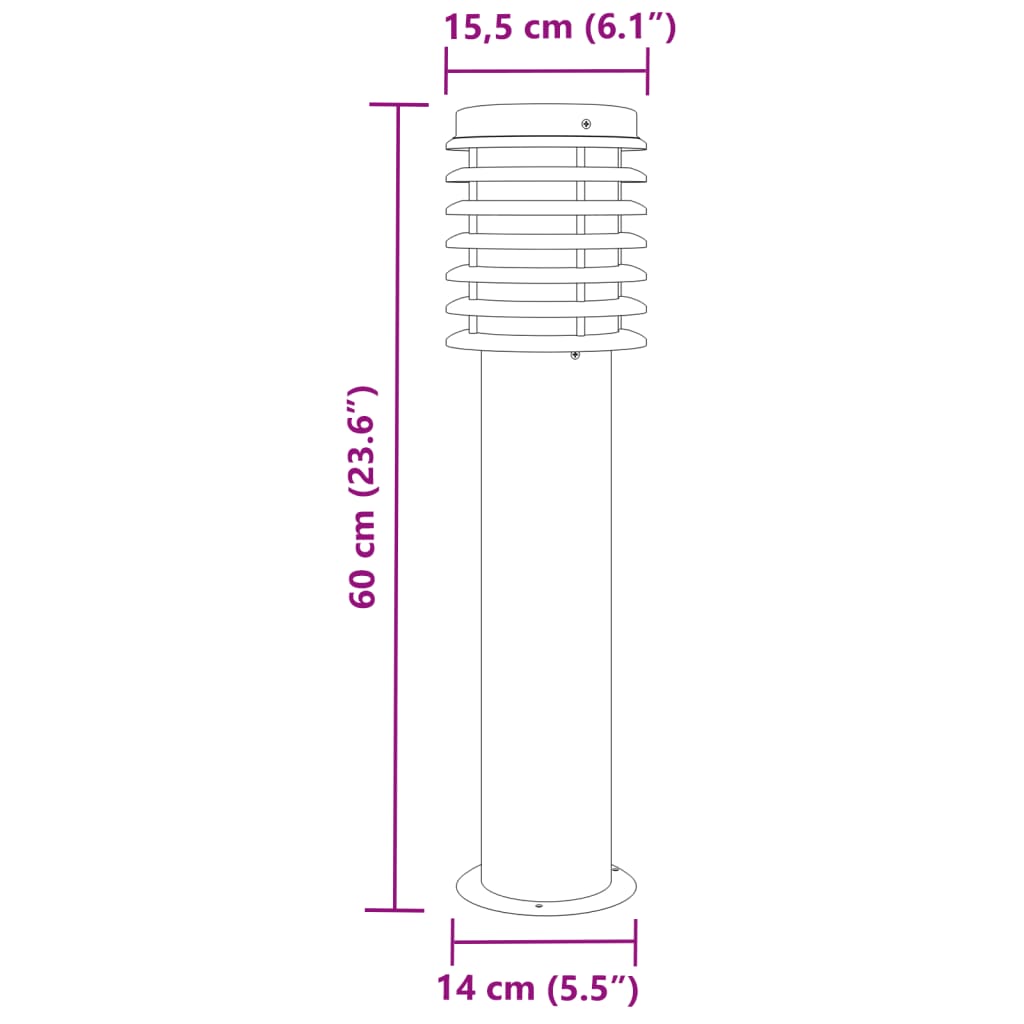 Zunanja talna svetilka 3 kosi srebrna 60 cm nerjaveče jeklo