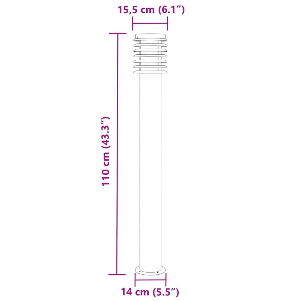 Zunanja talna svetilka srebrna 110 cm nerjaveče jeklo