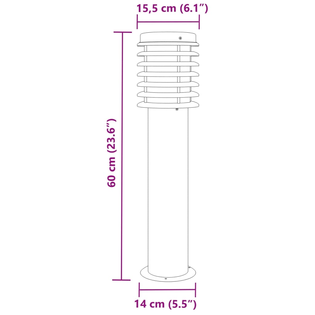 Zunanja talna svetilka črna 60 cm nerjaveče jeklo