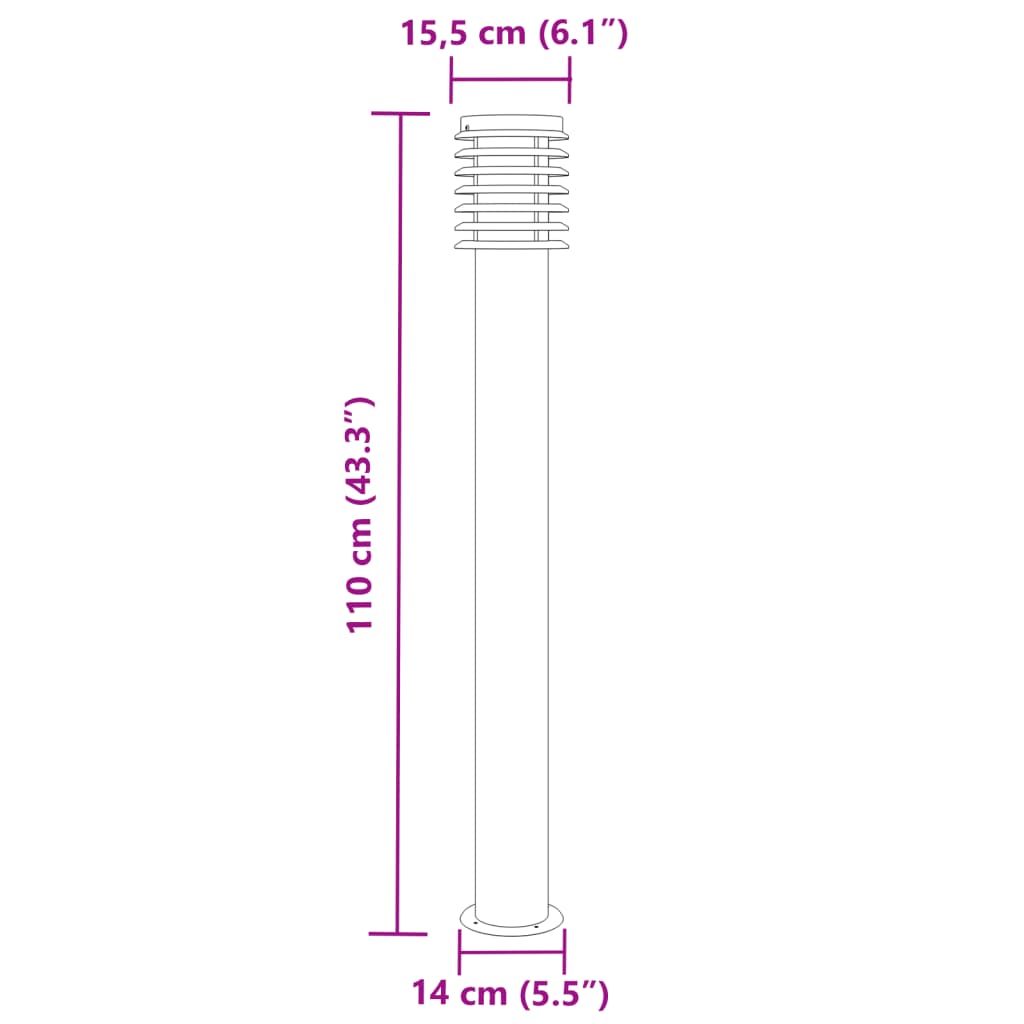 Zunanja talna svetilka črna 110 cm nerjaveče jeklo