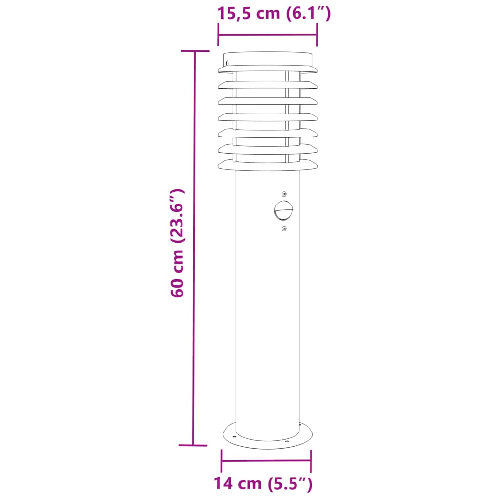 Zunanja talna svetilka s senzorjem 3 kosi srebrna 60 cm