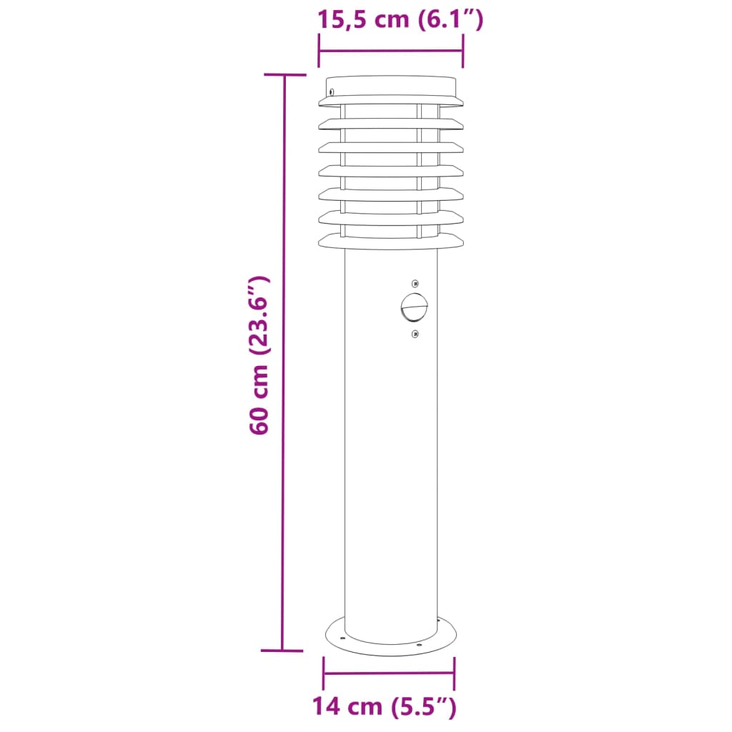 Zunanja talna senzorska svetilka črna 60 cm nerjaveče jeklo