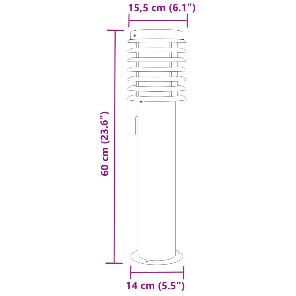 Zunanja talna svetilka z vtičnico srebrna 60 cm nerjaveče jeklo